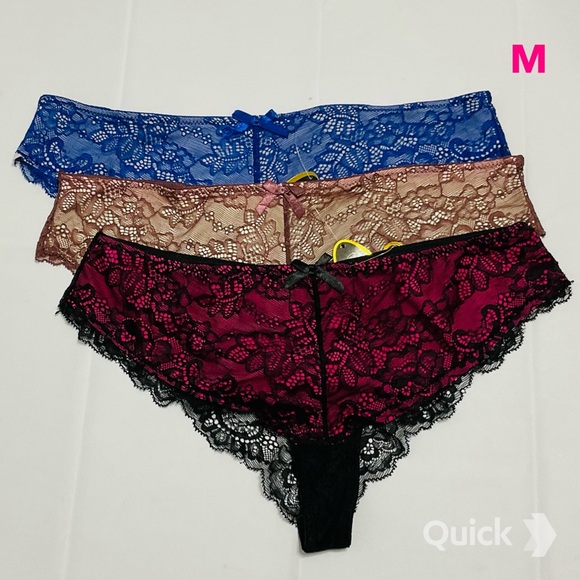 M - NWT 3 pcs Floral Lace Low-Rise Panties - Picture 1 of 6